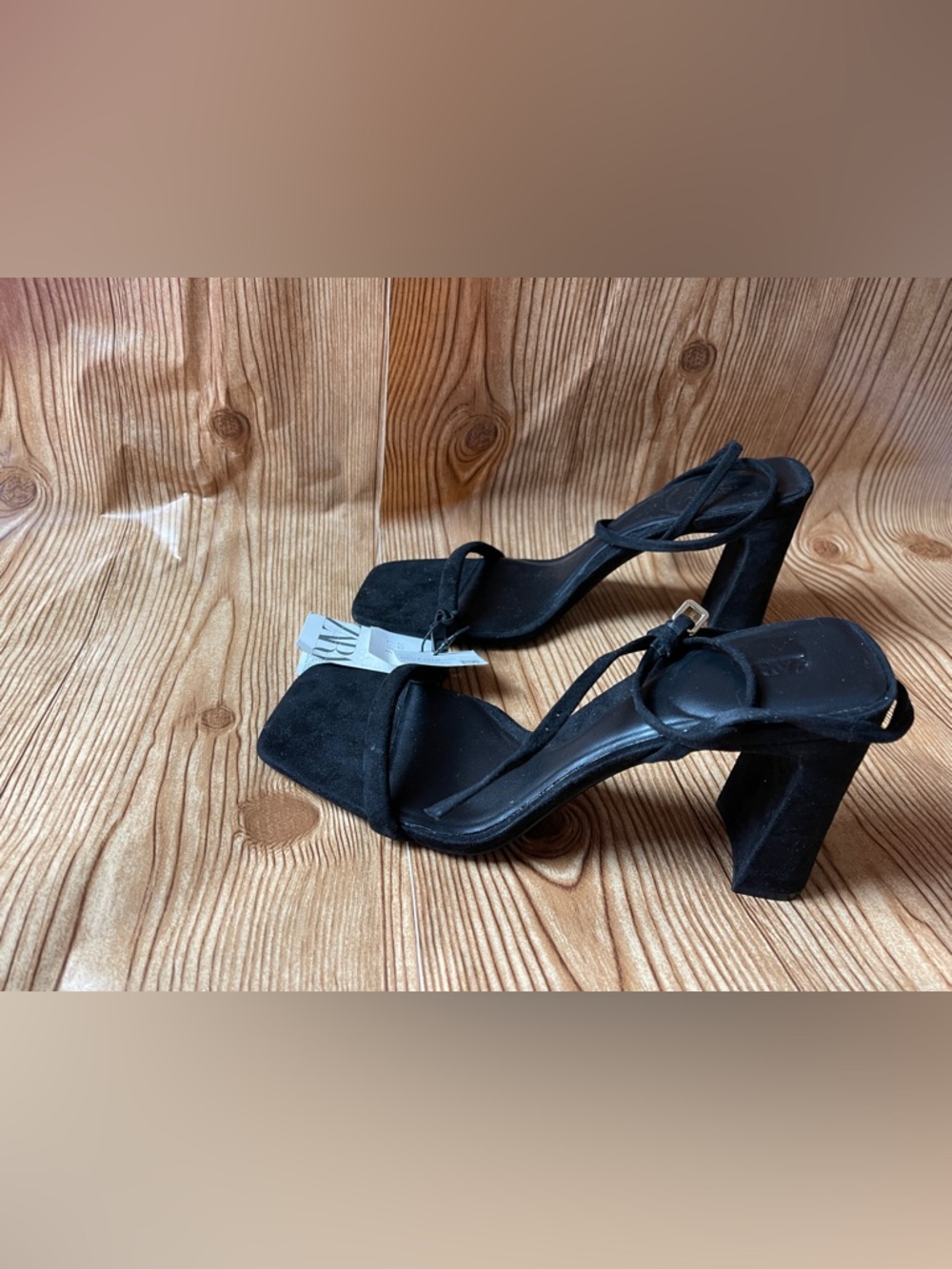NWT Zara Black Strappy Square-Toe Women's Heels Size US 10 (EU 41) $49.9